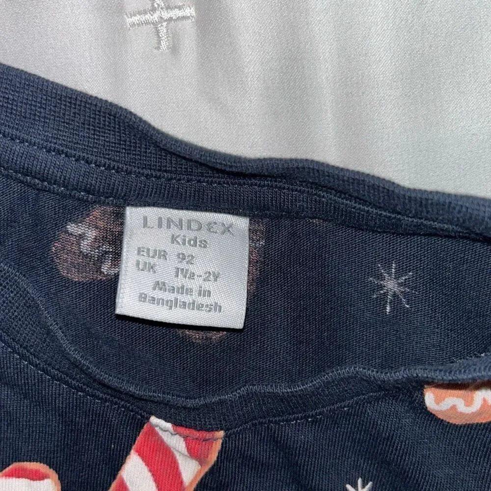 Lindex kids gingerbread candy cane Christmas pajamas outfit sz 2t